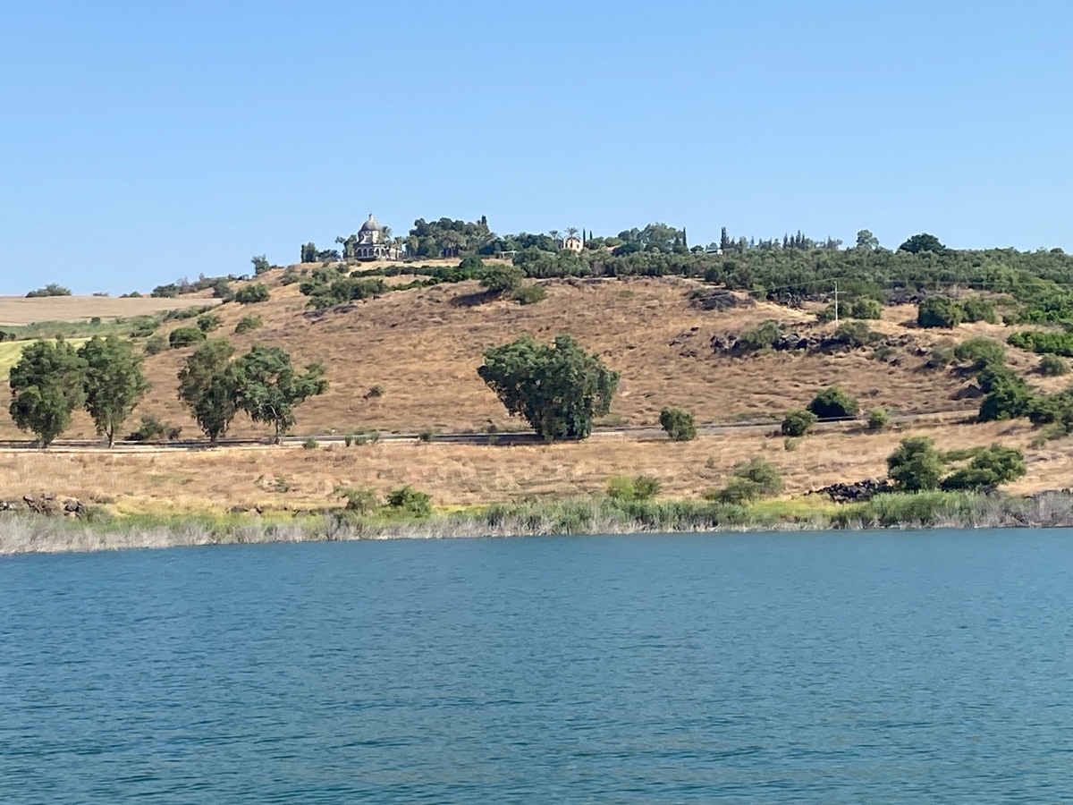 The Mount of the Beatitudes from the Sea of Galilee