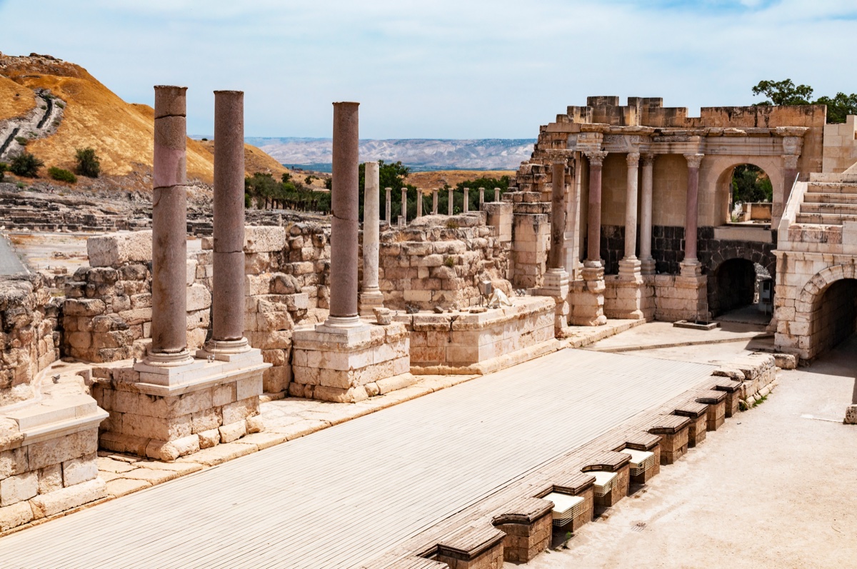 Panoramic view of archaeological excavation at Bet Shean, Israel