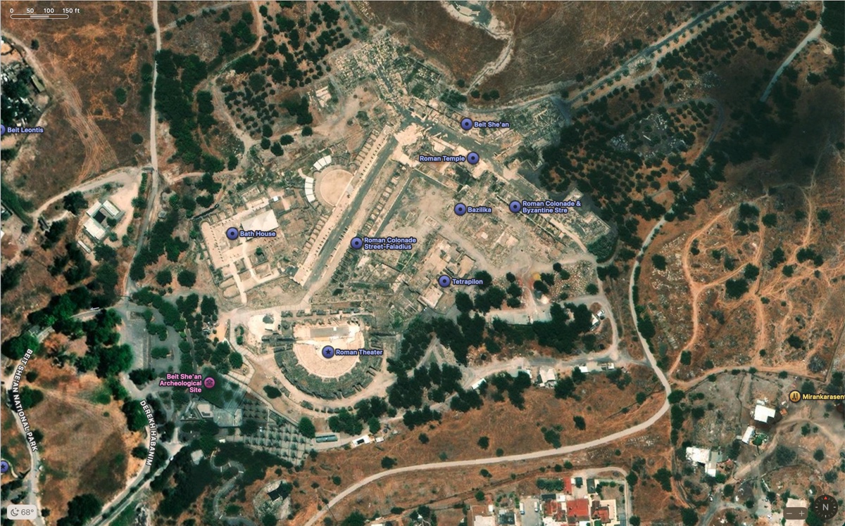 Arial View of Beit Shean Archaeological Site in northern Israel